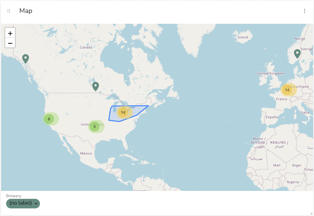 Clustered nodes on a map